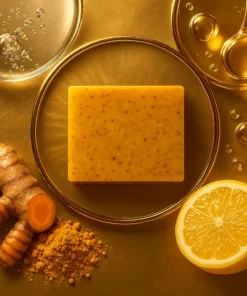 Alisanda™ soap : Rich in Vitamin C, retinol, collagen, and turmeric—a Japanese-made complex formula, fortified with hyaluronic acid and Vitamin E.