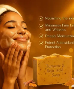 Alisanda™ soap : Rich in Vitamin C, retinol, collagen, and turmeric—a Japanese-made complex formula, fortified with hyaluronic acid and Vitamin E.