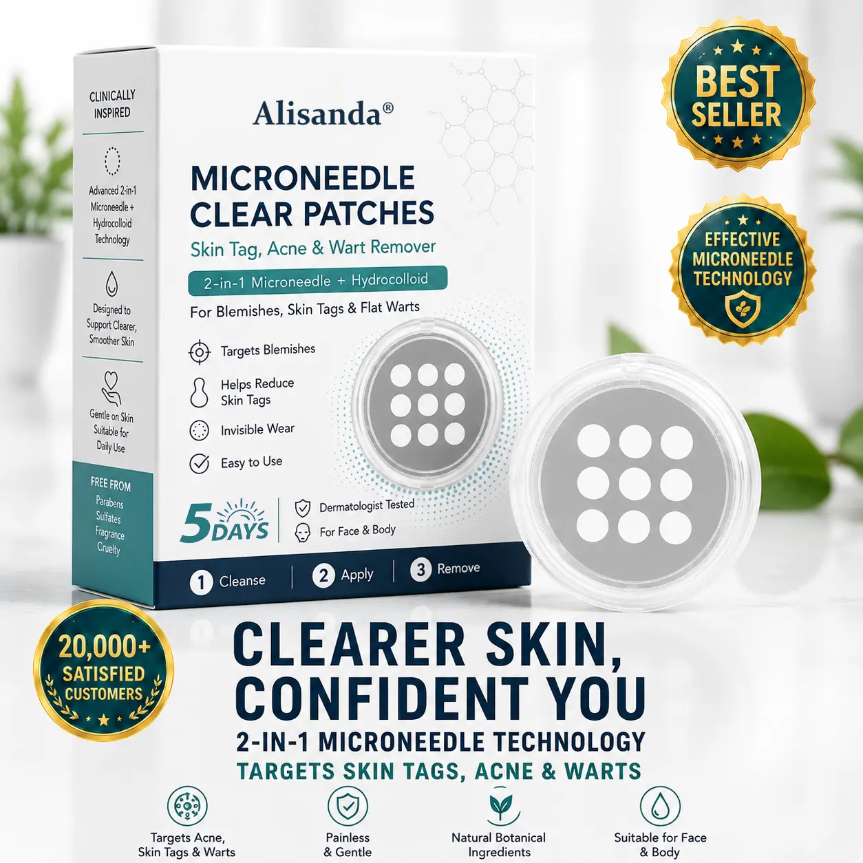 Alisanda®2-in-1 Microneedle & Hydrocolloid Patch
