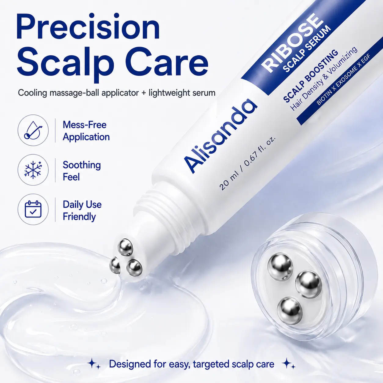 Alisanda RIBOSE Scalp Serum Roll-On for Fuller-Looking Hair