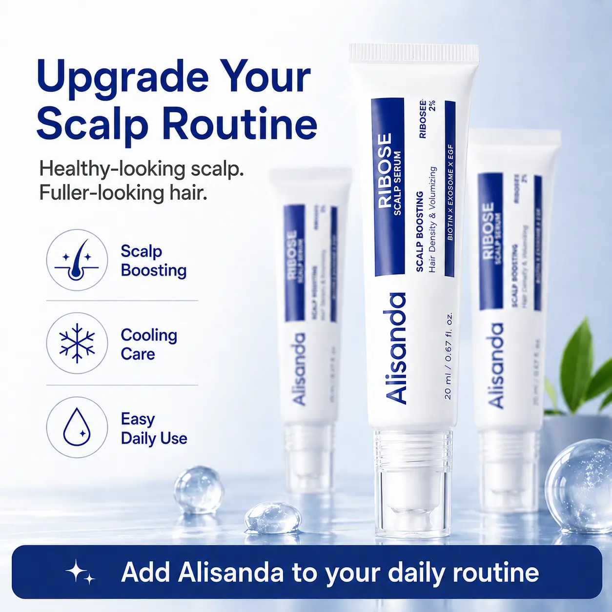 Alisanda RIBOSE Scalp Serum Roll-On for Fuller-Looking Hair