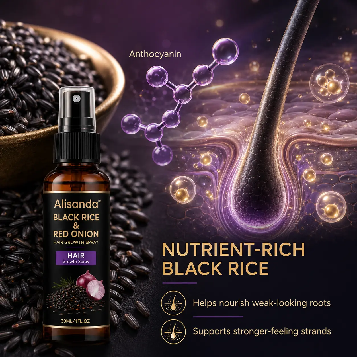 Alisanda® Black Rice & Red Onion Hair Growth Spray