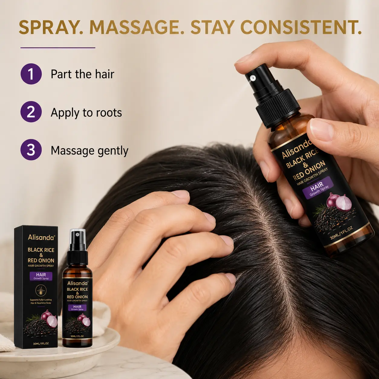 Alisanda® Black Rice & Red Onion Hair Growth Spray